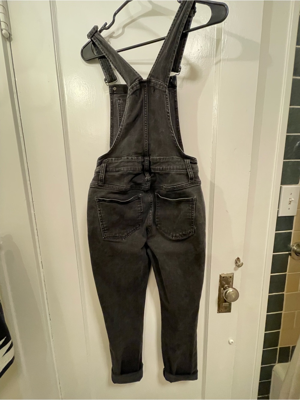 Madewell Washed Black Denim Overalls Jumpsuit